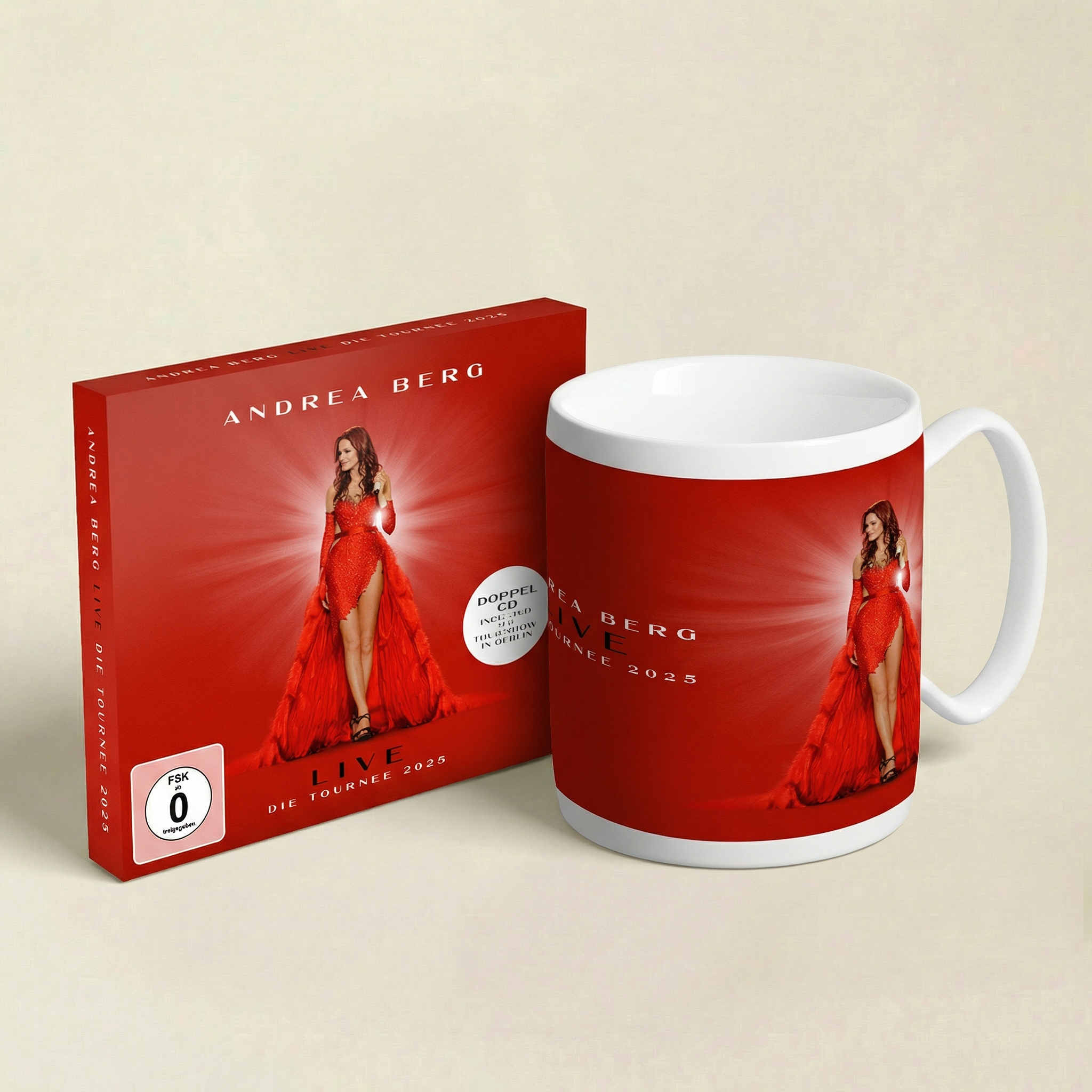 Andrea Berg: Live - Die Tournee 2025 - Bundle Doppel CD inkl. DVD (Premium Edition) & Tasse